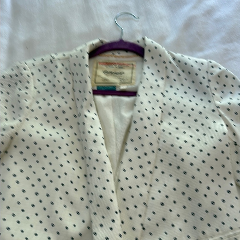 Anthropologie Black and White Polka Dot Blazer